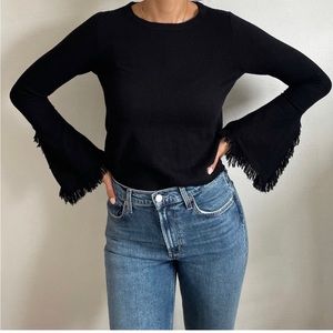 White&Warren black gray detail sweater!